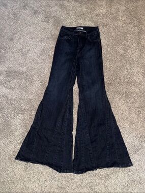 O2 To The Max High Waisted Wide Mermaid Flare Denim Jeans